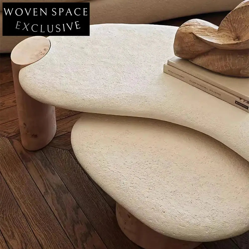 Elegant Wabi-Sabi Solid Wood Curve Coffee Table for Modern Living Room Office