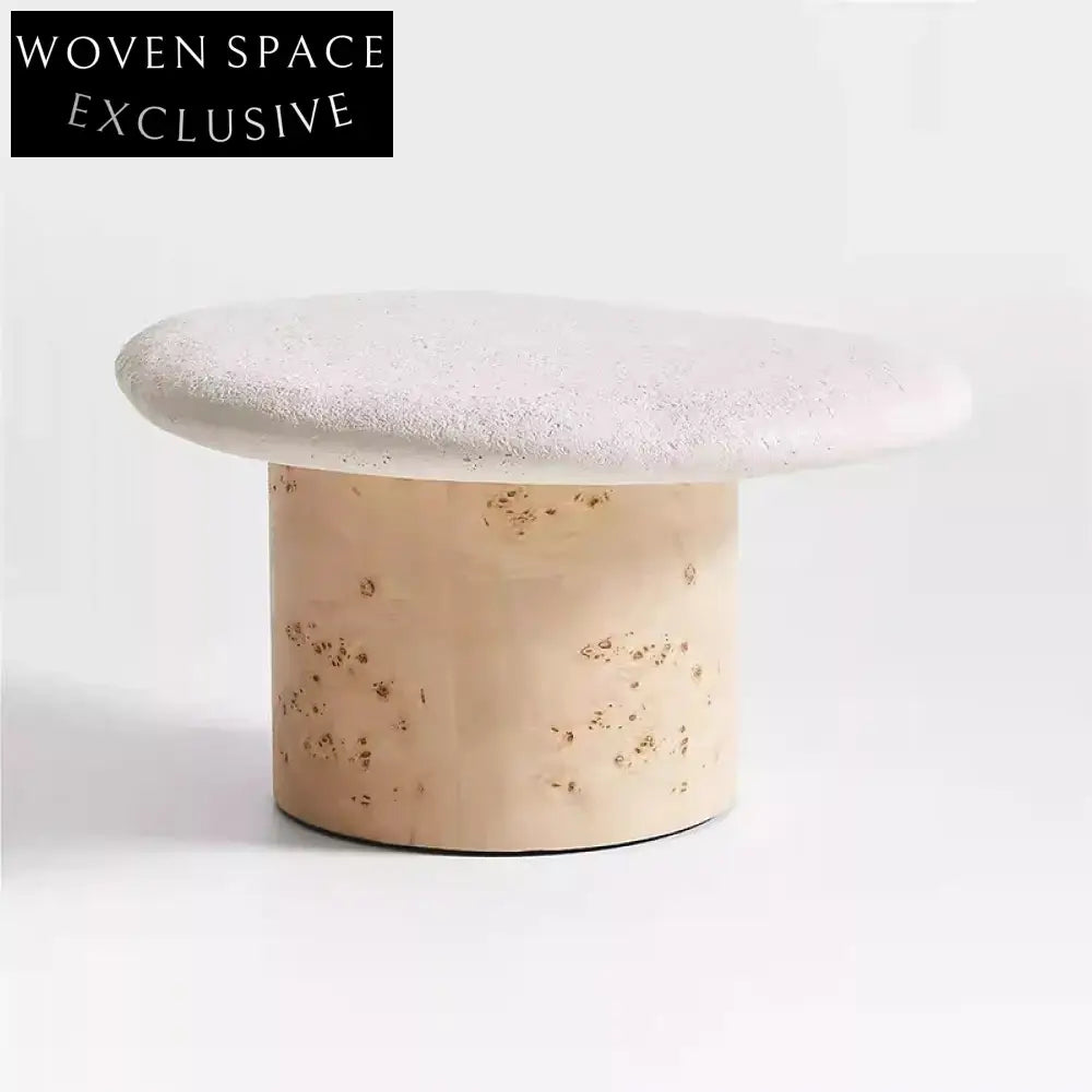 Elegant Wabi-Sabi Solid Wood Curve Coffee Table for Modern Living Room Office