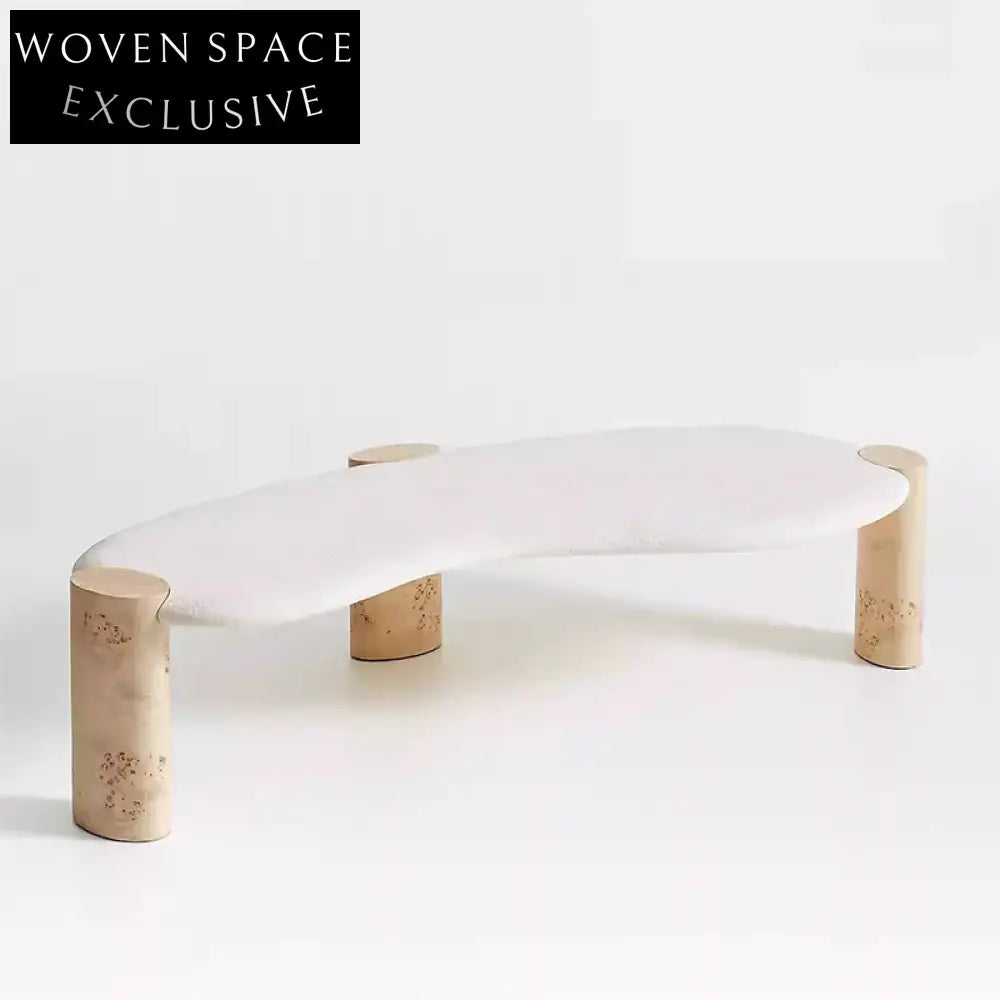 Elegant Wabi-Sabi Solid Wood Curve Coffee Table for Modern Living Room Office