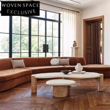 Elegant Wabi-Sabi Solid Wood Curve Coffee Table for Modern Living Room Office