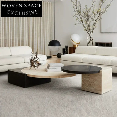 Elegant Wabi Sabi Travertine Stone Oval Natural Living Room Coffee Table