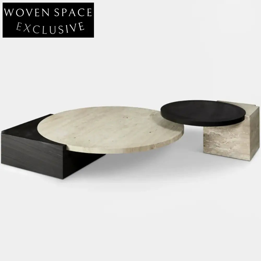 Elegant Wabi Sabi Travertine Stone Oval Natural Living Room Coffee Table