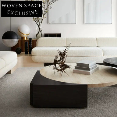 Elegant Wabi Sabi Travertine Stone Oval Natural Living Room Coffee Table