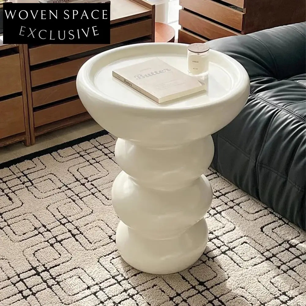 Elegant Wabi-Sabi White Fiberglass Round Coffee Table for Modern Living Spaces