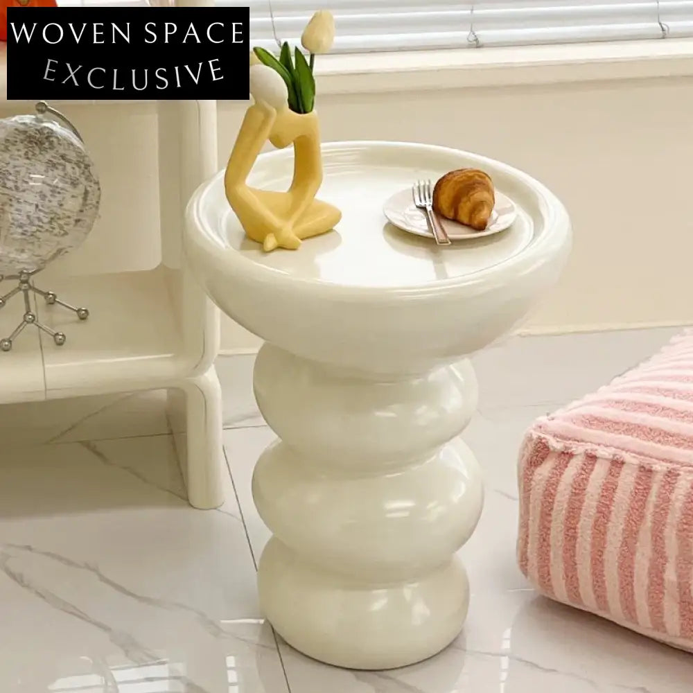 Elegant Wabi-Sabi White Fiberglass Round Coffee Table for Modern Living Spaces