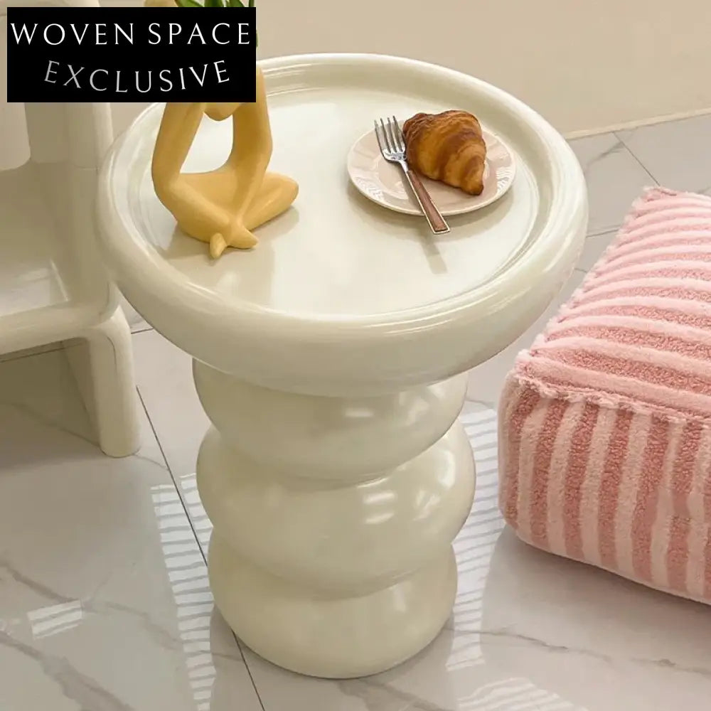 Elegant Wabi-Sabi White Fiberglass Round Coffee Table for Modern Living Spaces