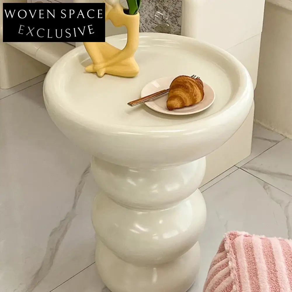 Elegant Wabi-Sabi White Fiberglass Round Coffee Table for Modern Living Spaces