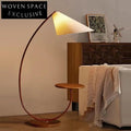 Elegant Wabisabi Wood Fabric Floor Lamp with LED Light for Modern Homes