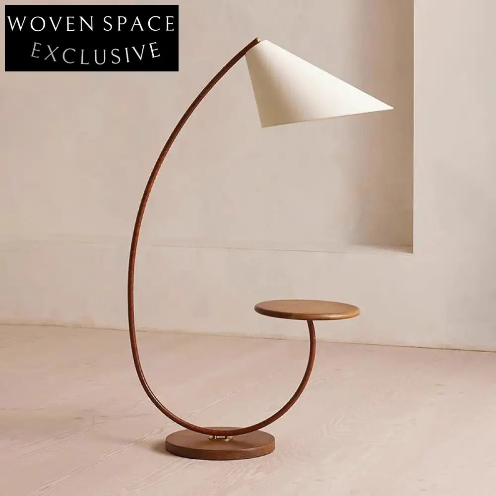 Elegant Wabisabi Wood Fabric Floor Lamp with LED Light for Modern Homes