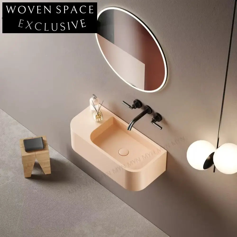 Elegant Wall Hung Natural Sand Resin Bathroom Basin Sink for Modern Homes