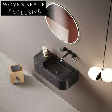Elegant Wall Hung Natural Sand Resin Bathroom Basin Sink for Modern Homes