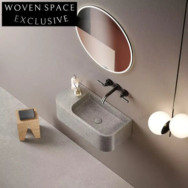 Elegant Wall Hung Natural Sand Resin Bathroom Basin Sink for Modern Homes