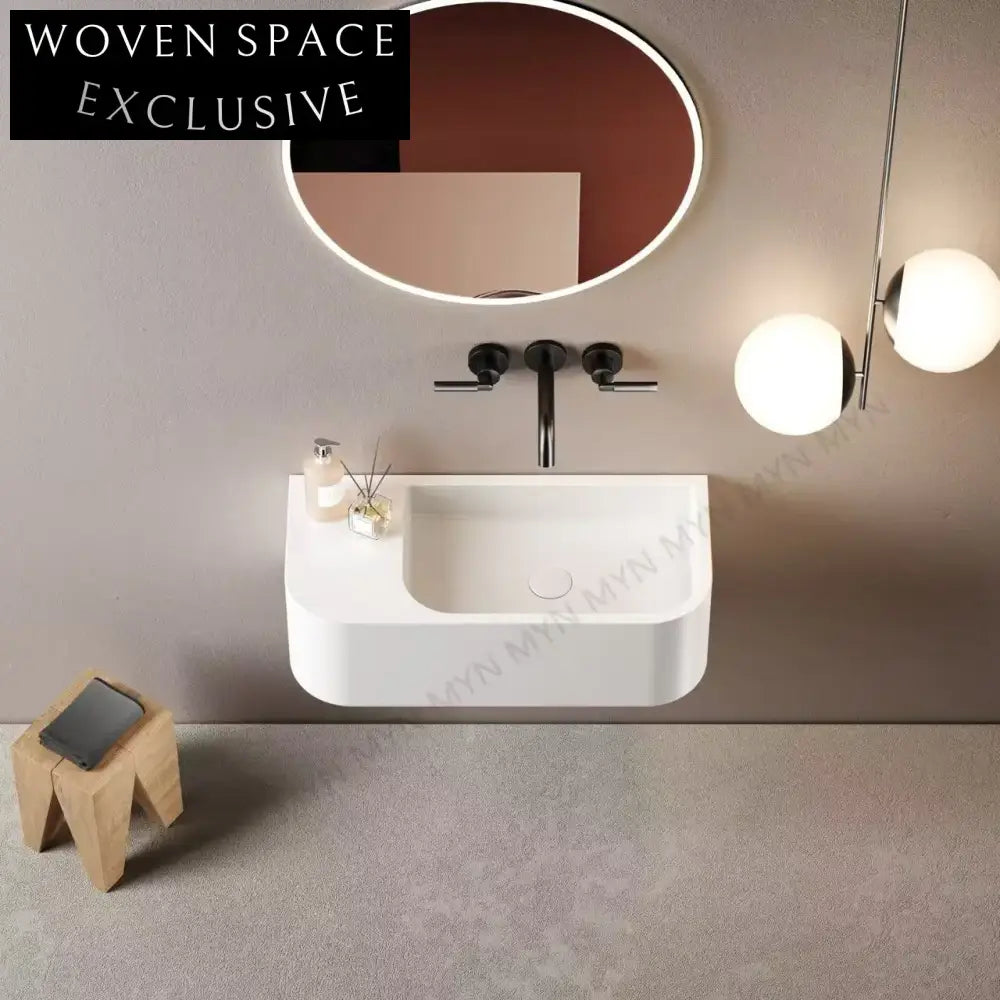 Elegant Wall Mount Artificial Stone Bathroom Sink - Modern Lavabo Wash Basin