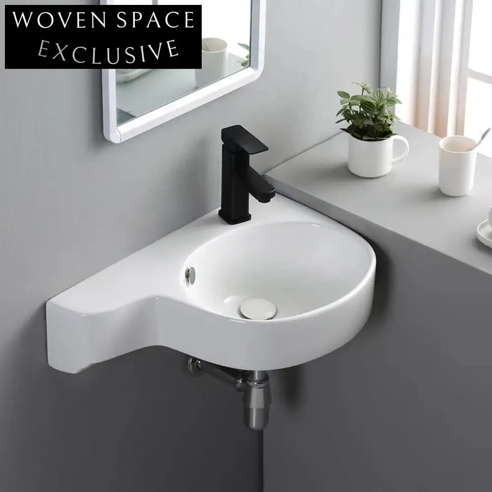 Elegant Wall-Mounted Ceramic Bathroom Sink - Space-Saving Modern Vessel Washbasin