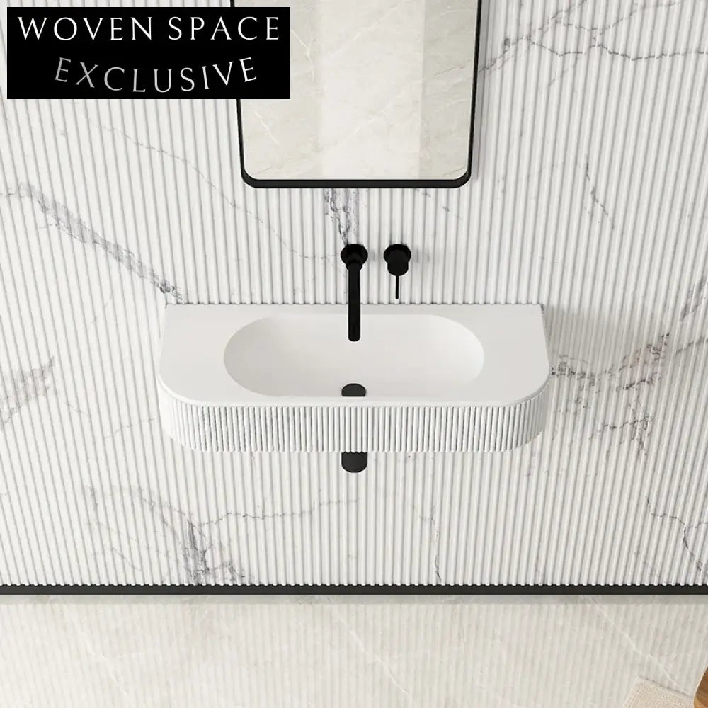 Elegant Wall-Mounted Solid Surface Artificial Stone Bathroom Hand Wash Basin