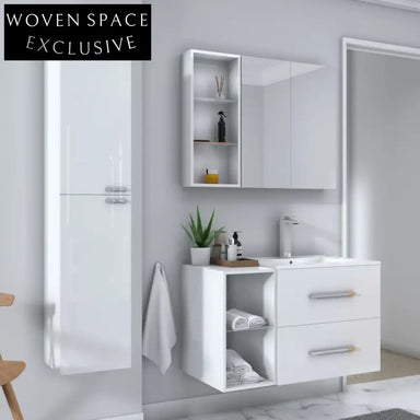 Elegant Wall-Mounted White Bathroom Vanity with Soft-Close Drawers Cabinet