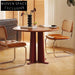 Elegant Walnut Cherry Wood Round Dining Table, Modern Sturdy Restaurant Home Furniture