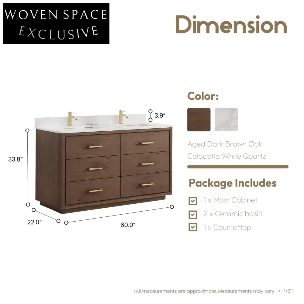 Elegant Walnut Wood Bathroom Vanity Cabinet with Soft-Close Drawers