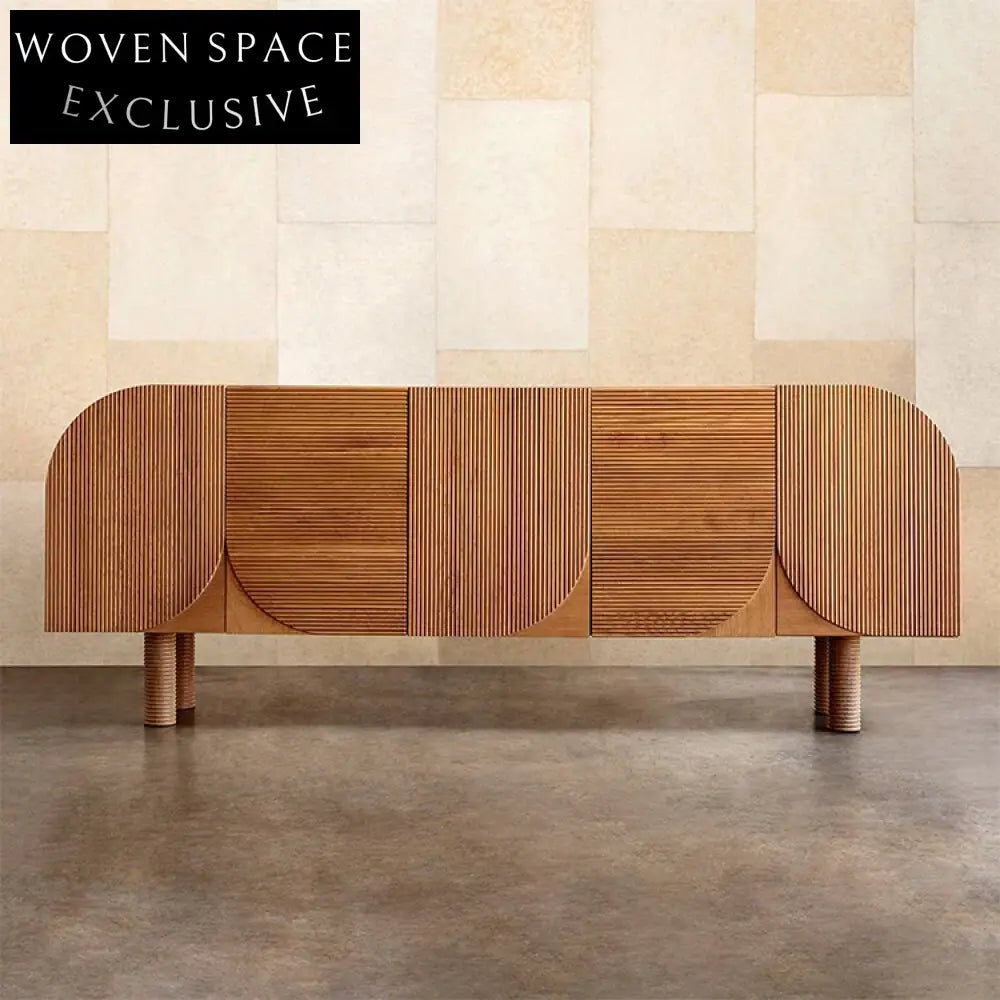Elegant Walnut Wood Console Table with Modern Design for Living Room Storage Cabinet
