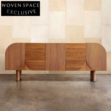 Elegant Walnut Wood Console Table with Modern Design for Living Room Storage Cabinet