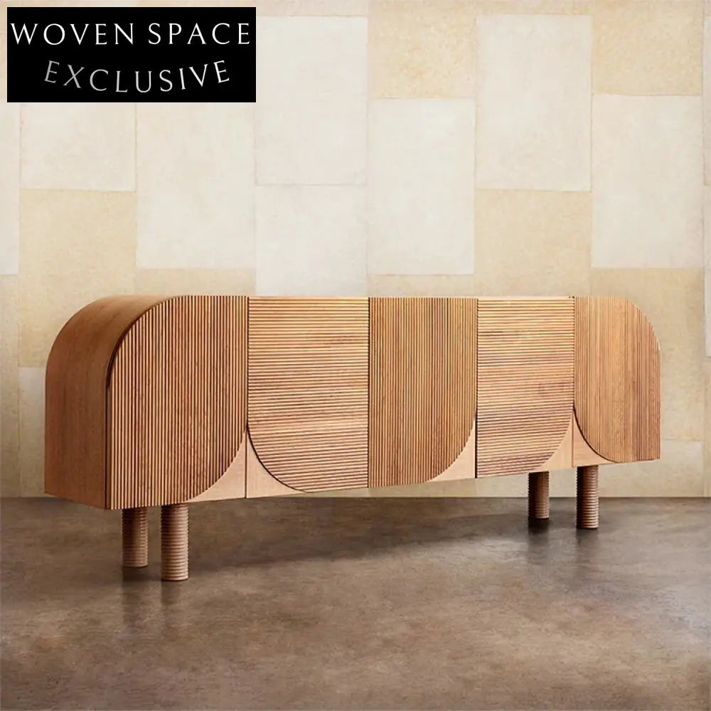 Elegant Walnut Wood Console Table with Modern Design for Living Room Storage Cabinet