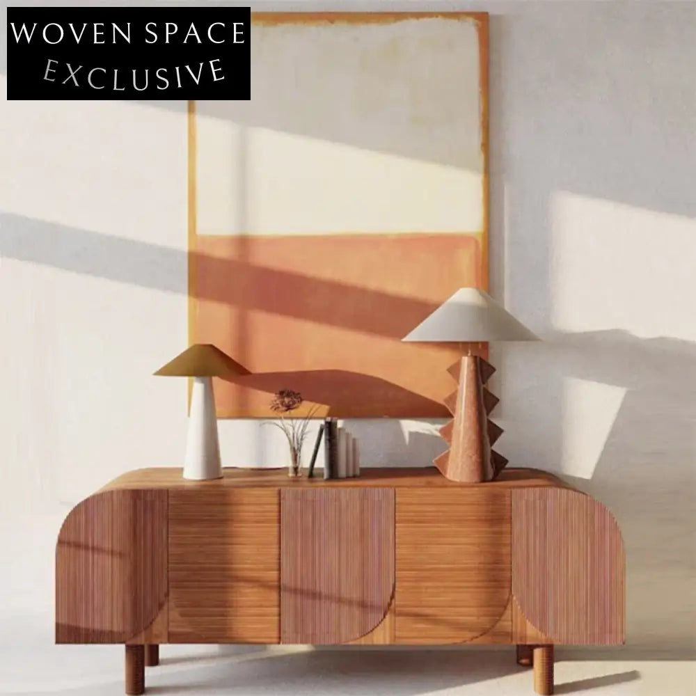 Elegant Walnut Wood Console Table with Modern Design for Living Room Storage Cabinet