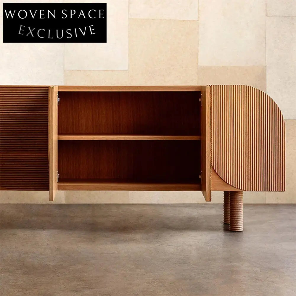 Elegant Walnut Wood Console Table with Modern Design for Living Room Storage Cabinet