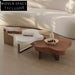 Elegant Walnut Wood Round Coffee Table for Modern Living Room Spaces