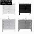 Elegant Waterproof Freestanding Solid Wood Bathroom Vanity with Marble Countertop