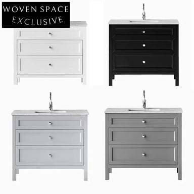 Elegant Waterproof Freestanding Solid Wood Bathroom Vanity with Marble Countertop