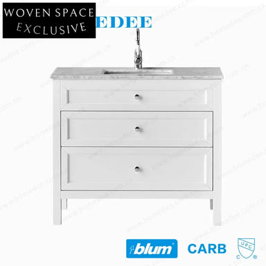 Elegant Waterproof Freestanding Solid Wood Bathroom Vanity with Marble Countertop