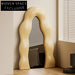 Elegant Wave Edge Full Length Mirror, Nordic Wooden Dressing Floor Standing