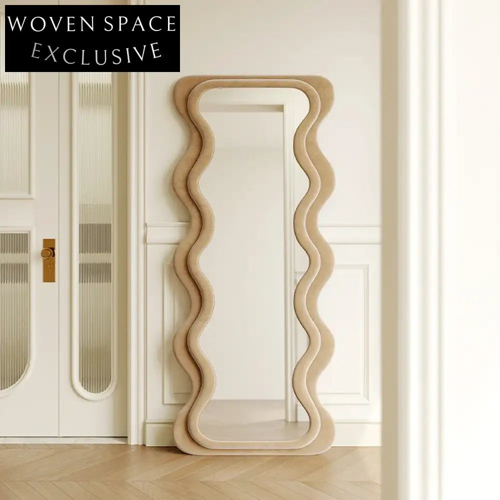 Elegant Wave Shape Standing Full Length Mirror for Modern Home Decor