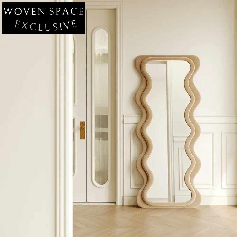 Elegant Wave Shape Standing Full Length Mirror for Modern Home Decor