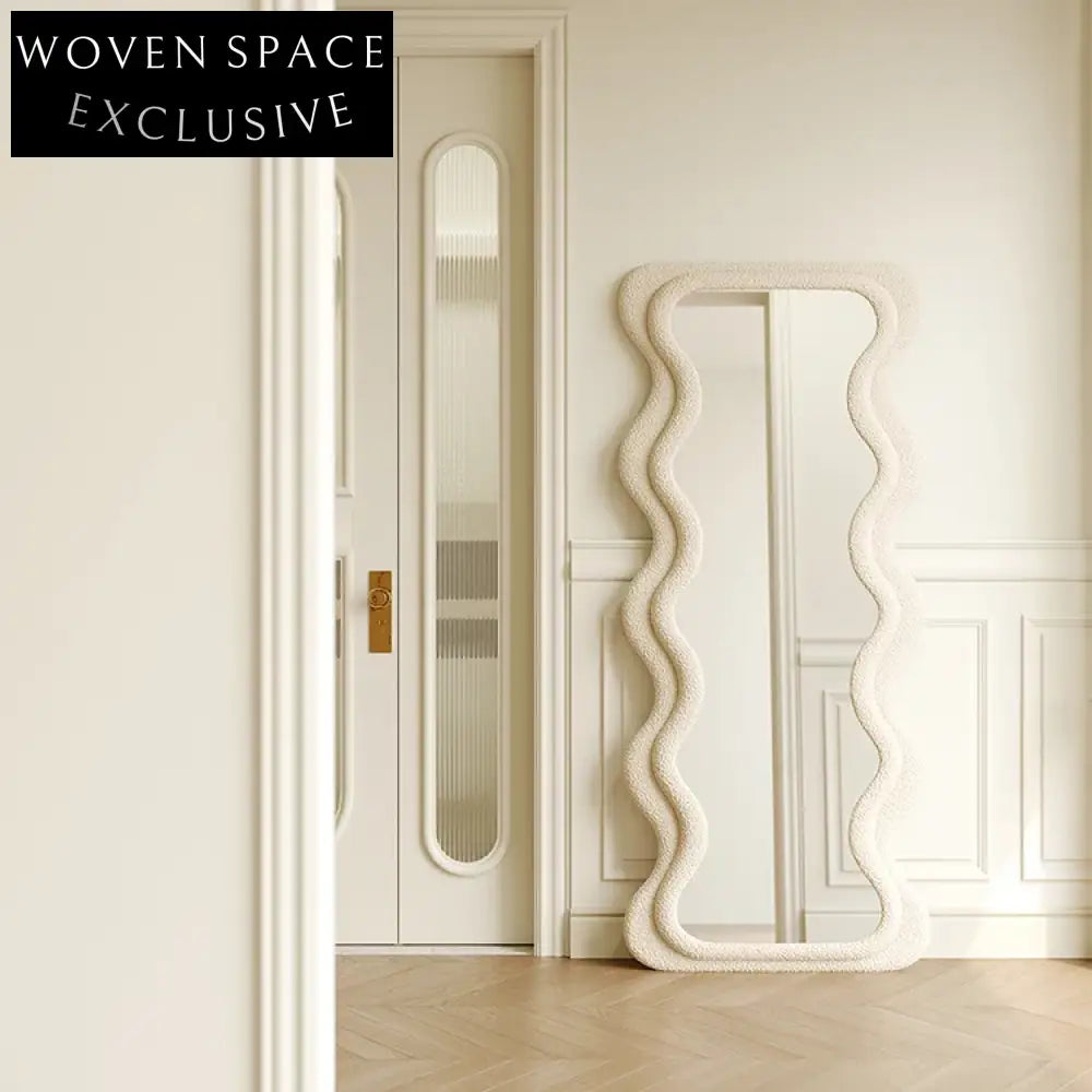 Elegant Wave Shape Standing Full Length Mirror for Modern Home Decor