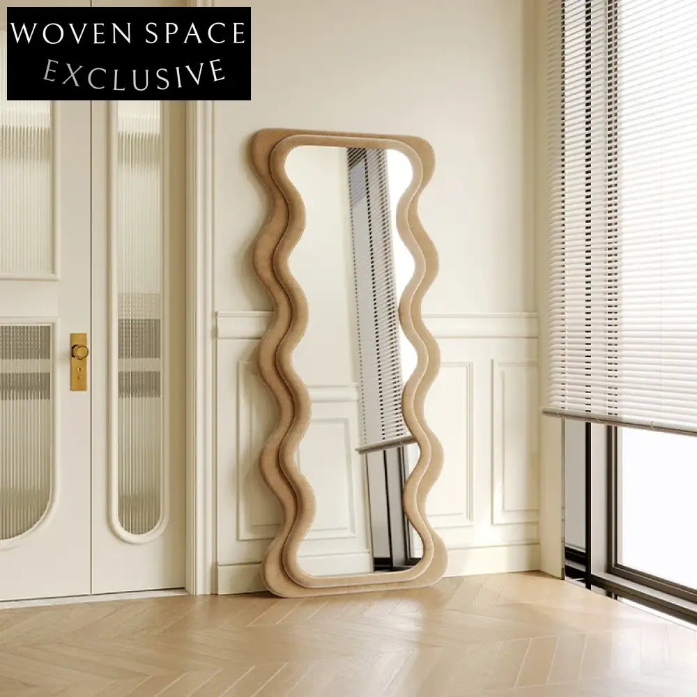 Elegant Wave Shape Standing Full Length Mirror for Modern Home Decor