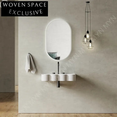 Elegant Wave Shape Wall Hung Solid Surface Bathroom Artificial Stone Wash Basin