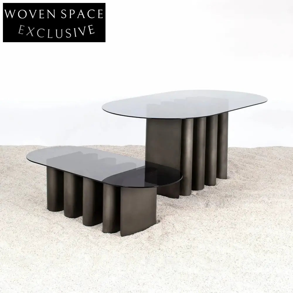 Elegant Wavy Oval Glass Coffee Table for Modern Living Spaces