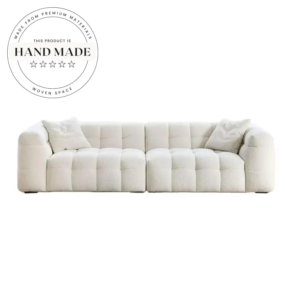 Elegant White Boucle Fabric Modern Nordic Apartment Living Room Sofa