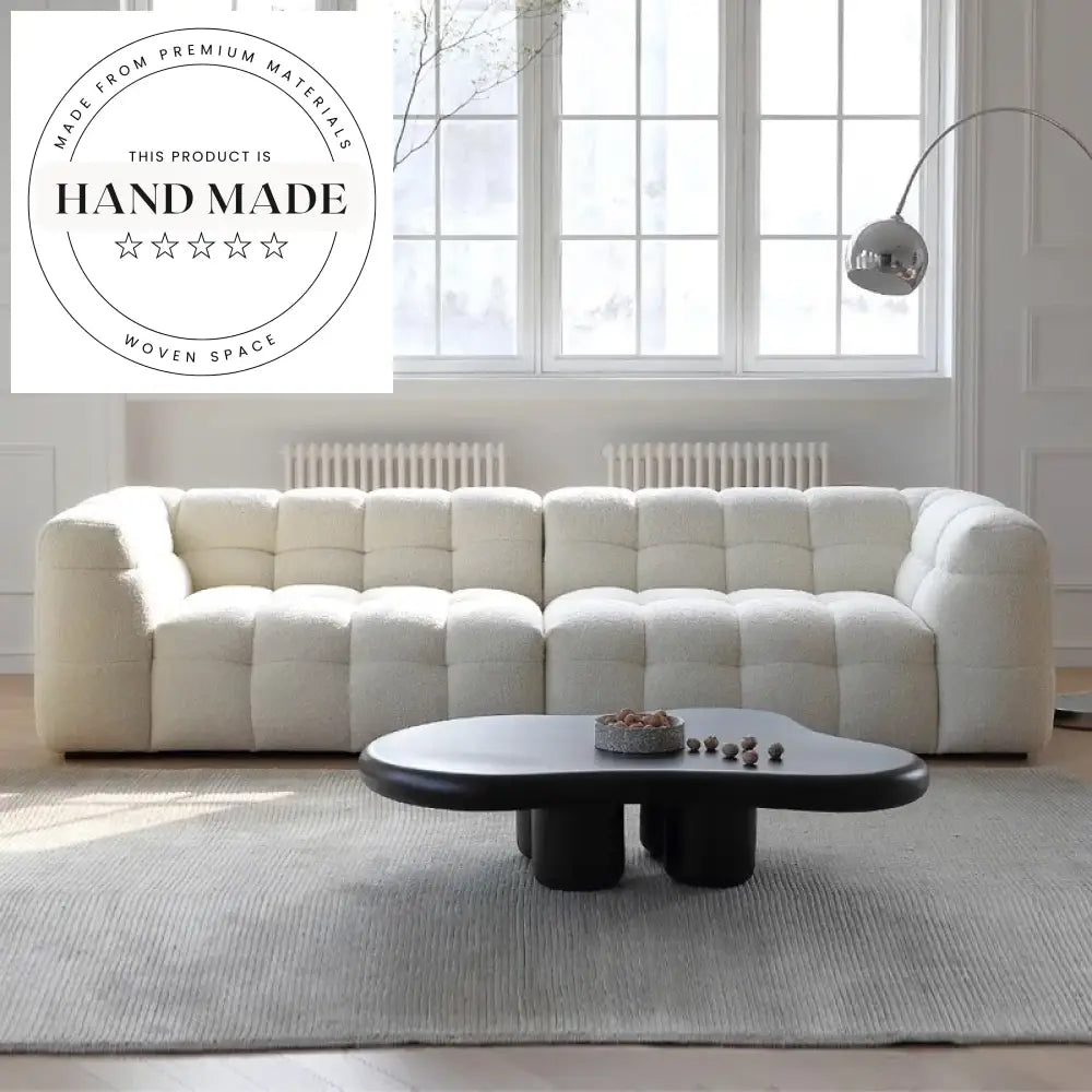 Elegant White Boucle Fabric Modern Nordic Apartment Living Room Sofa