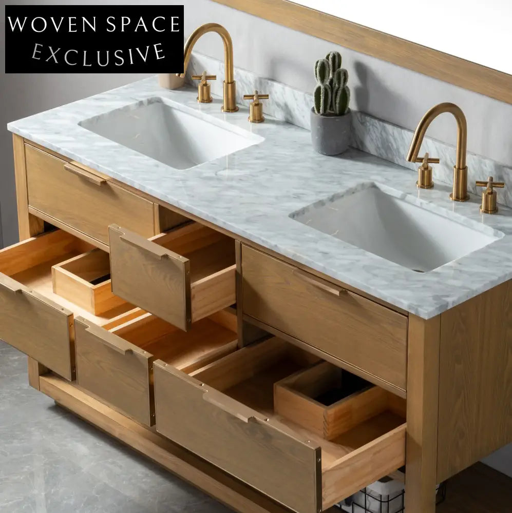 Elegant White Ceramic Basin Bathroom Vanity with Four Legs