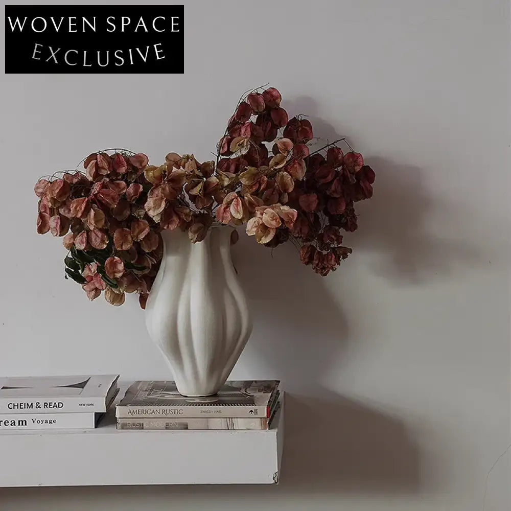 Elegant White Ceramic Large Flower Vase for Stylish Tabletop Decor