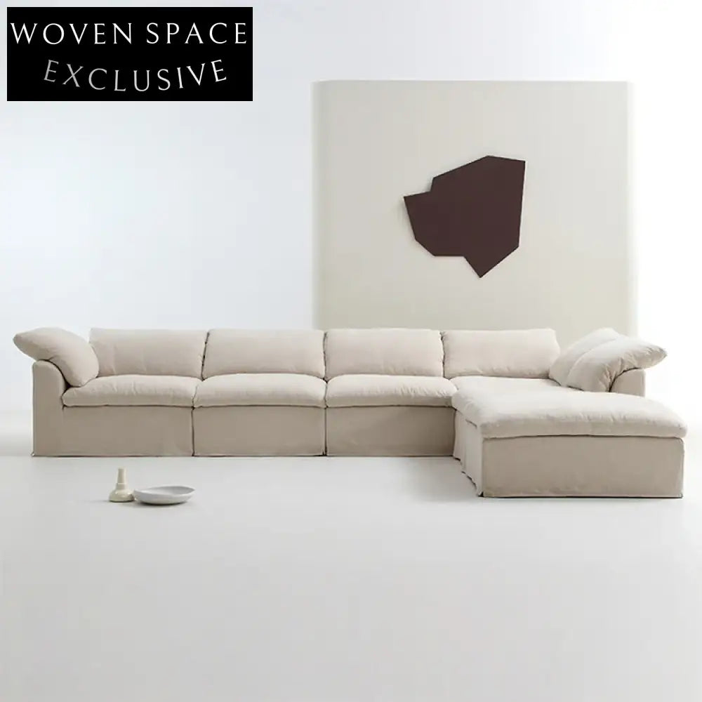 Elegant White Fabric Modular Sectional Cloud Couch for Living Room Sofa