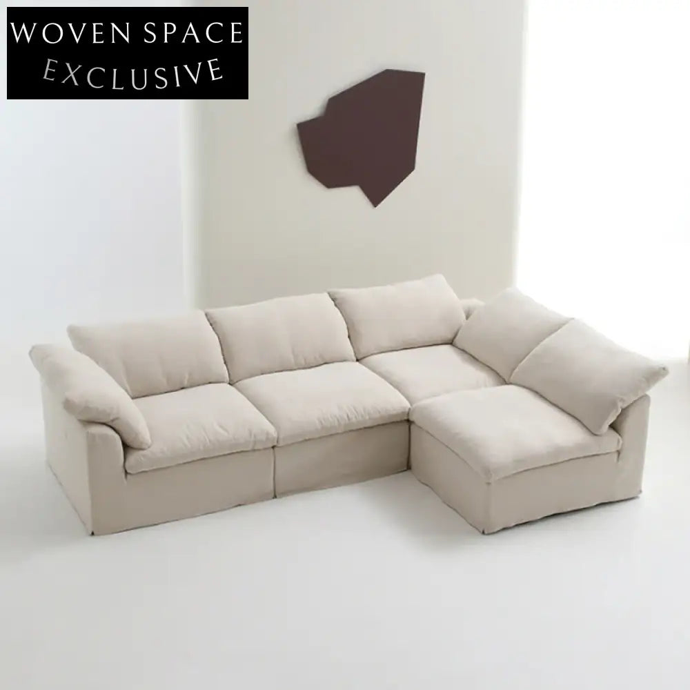 Elegant White Fabric Modular Sectional Cloud Couch for Living Room Sofa