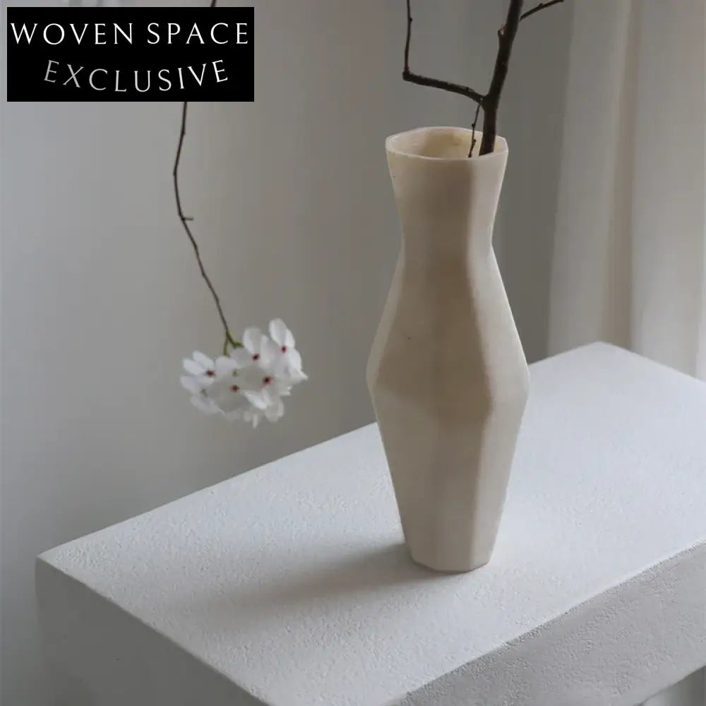 Elegant White Fiberglass Minimalist Handmade Tabletop Art Decoration Vase