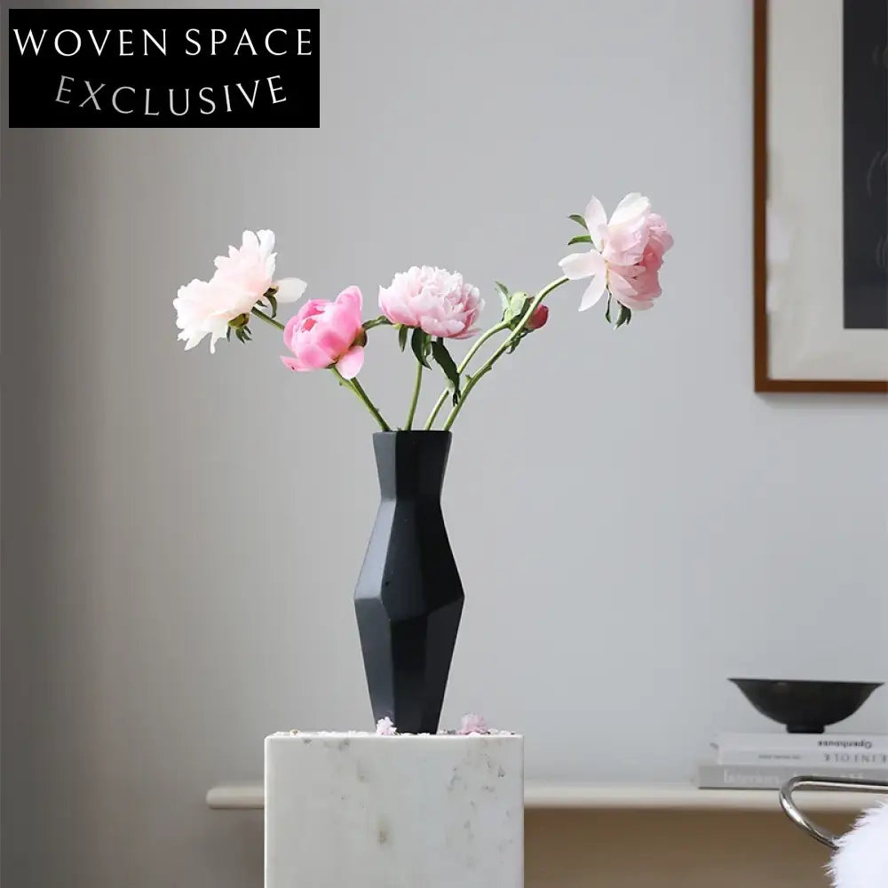 Elegant White Fiberglass Minimalist Handmade Tabletop Art Decoration Vase
