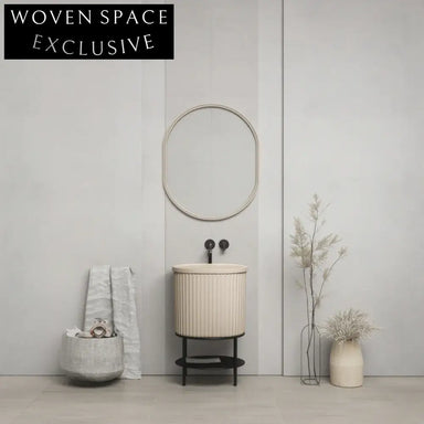 Elegant White Fluted Freestanding Artificial Stone Pedestal Modern Bathroom Wash Basin