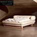 Elegant White Leather Upholstered Solid Wood Frame Soft Double Bed