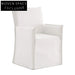 Elegant White Linen Slipcover Dining Armchair Modern Classic Wood Frame Comfort