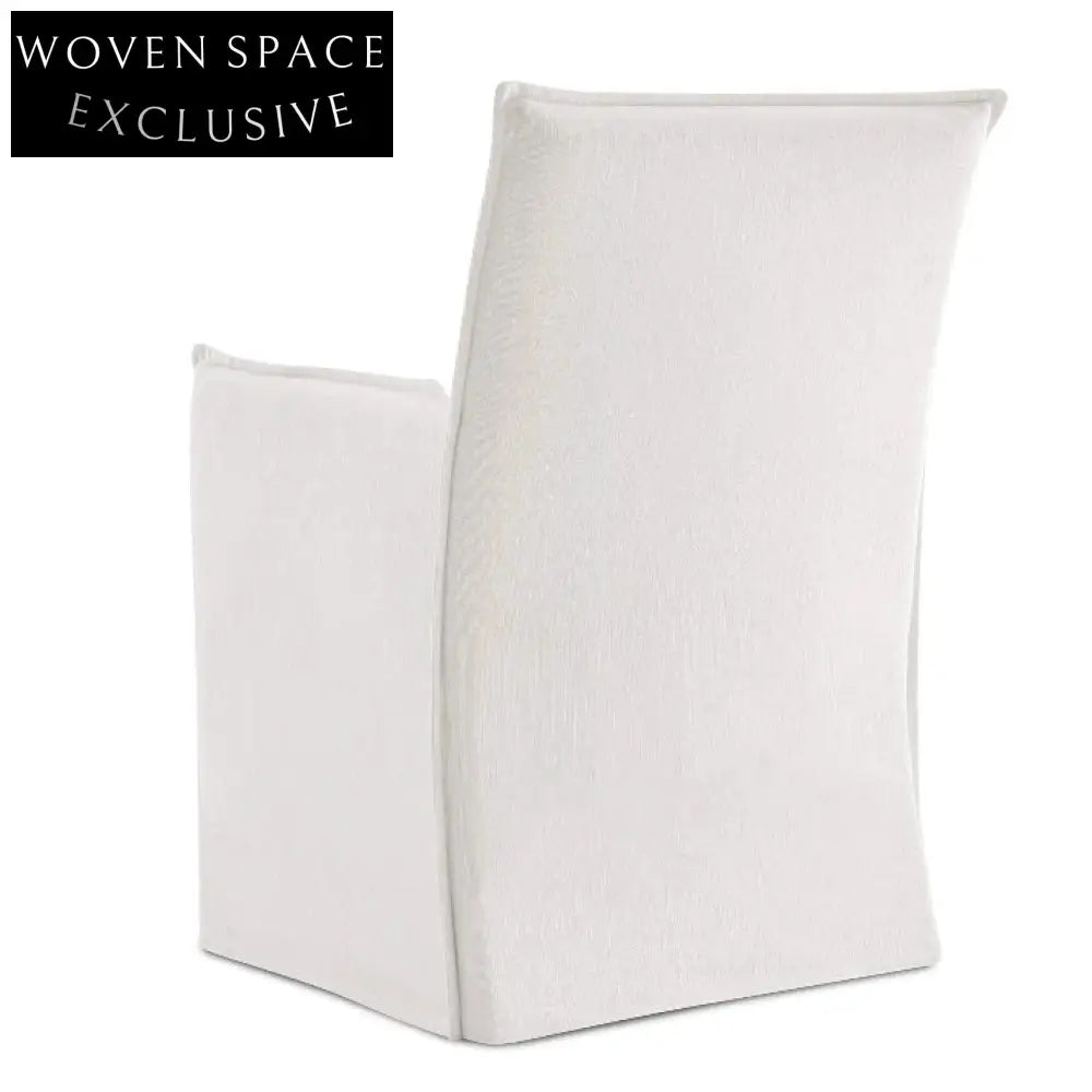 Elegant White Linen Slipcover Dining Armchair Modern Classic Wood Frame Comfort